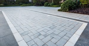 Grey Marble Floor Tiles On Garden Square In Residential Area sidewalk